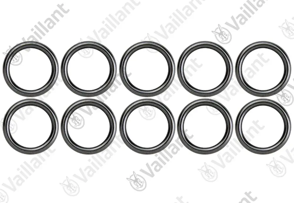Vaillant O-Ringe in schwarzer Ausführung, angeordnet in zwei Reihen mit jeweils fünf Ringen.